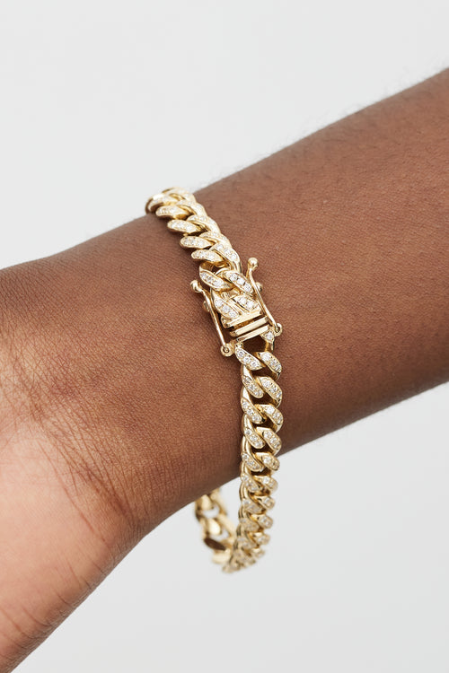 Fine Jewelry 10K Yellow Gold Diamond Curb Chain Bracelet