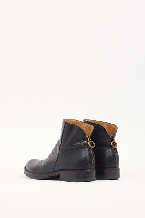 Fiorentini+Baker Black Leather Zip Ankle Boot