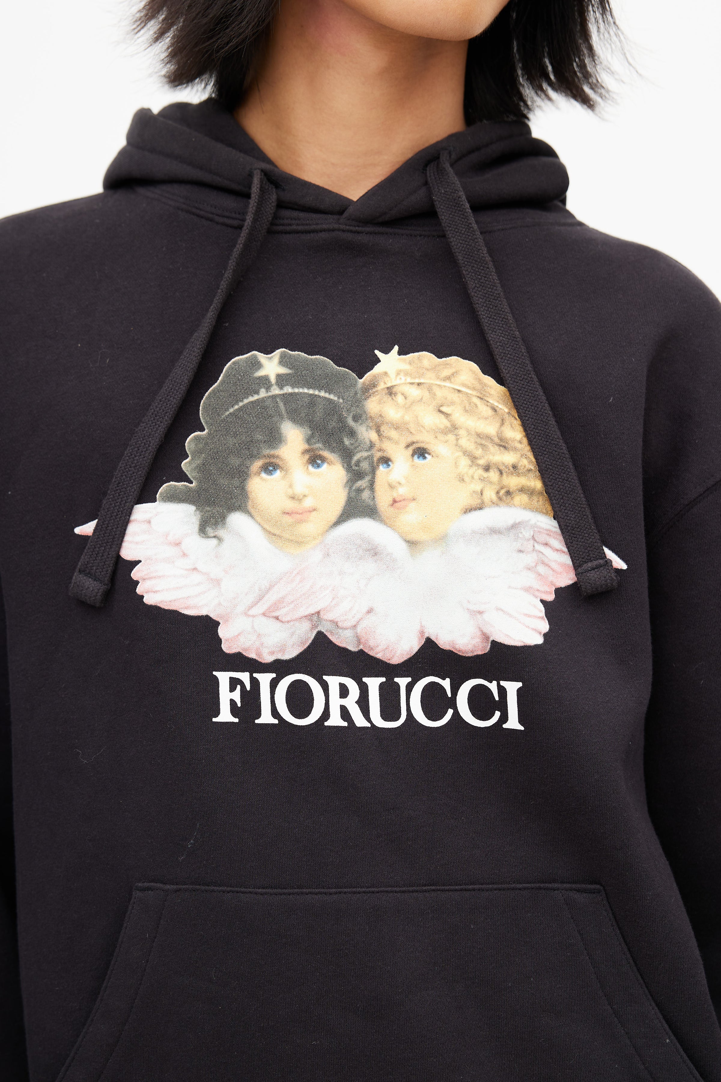 Fiorucci // Black & Multicolour Angel Logo Hoodie – VSP Consignment