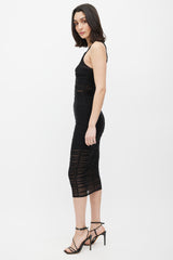 Fleur Du Mal Black Sheer Ruched Dress