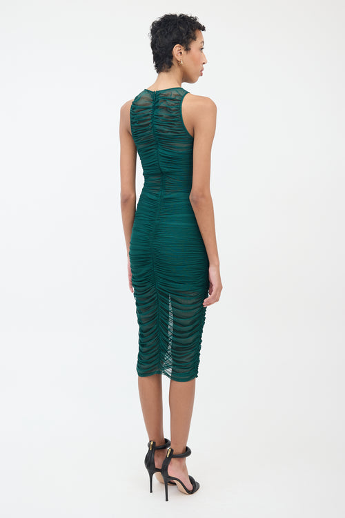 Fleur Du Mal Green Sheer Ruched Dress