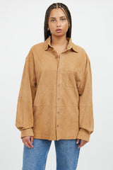 VSP Archive Brown Suede Leather Button Up Top