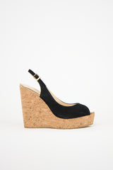 Jimmy Choo Suede Prova Slingback Wedge Heel