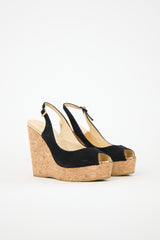 Jimmy Choo Suede Prova Slingback Wedge Heel