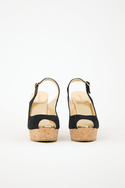 Jimmy Choo Suede Prova Slingback Wedge Heel