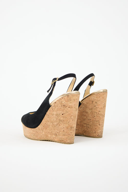 Jimmy Choo Suede Prova Slingback Wedge Heel