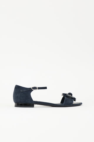 Chanel Suede CC Camellia Sandal