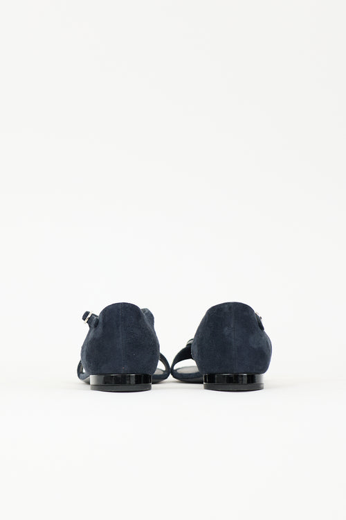 Chanel Suede CC Camellia Sandal