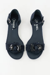 Chanel Suede CC Camellia Sandal
