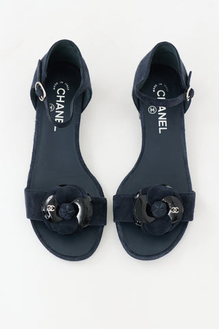 Chanel Suede CC Camellia Sandal