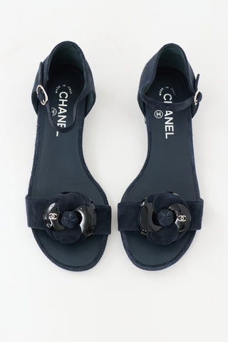 Chanel Suede CC Camellia Sandal