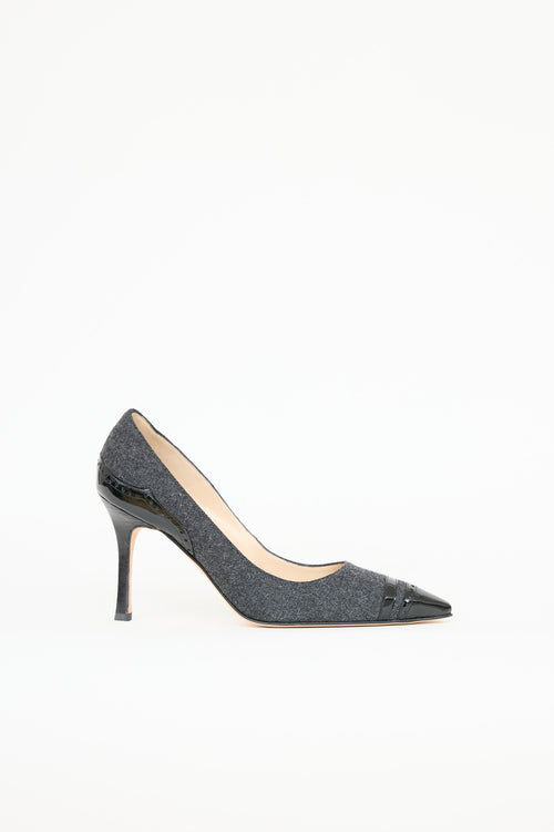 Manolo Blahnik Wool Pointed Toe Pump