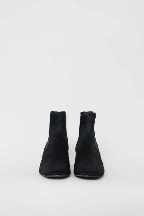 Miista Black Textured Leather Ankle Boot