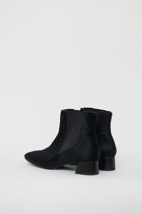 Miista Black Textured Leather Ankle Boot