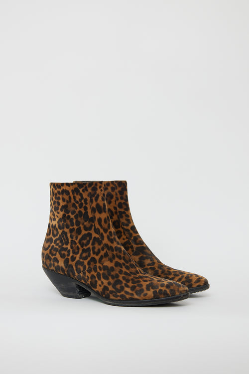 Saint Laurent Brown Suede West Patterned Boot