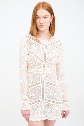 For Love & Lemons White Lace Cut Out Emerie Dress