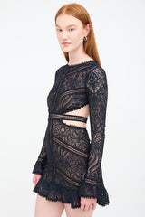 For Love & Lemons Navy Lace Cut Out Emerie Dress