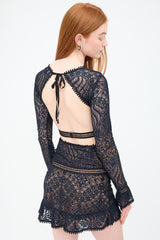 For Love & Lemons Navy Lace Cut Out Emerie Dress