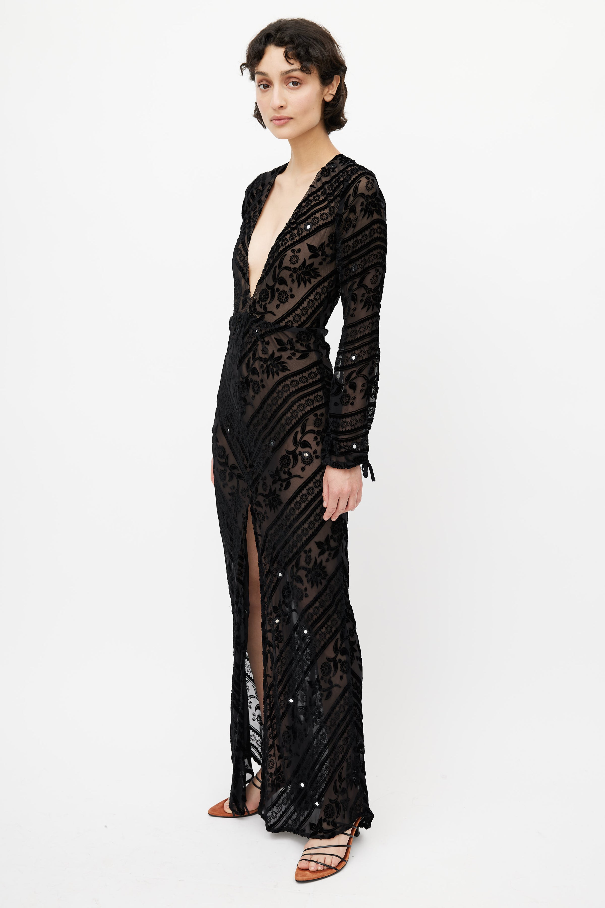 For Love & Lemons // Black Velvet Semi Sheer Dress VSP Consignment For Love & Lemons // Black Velvet Semi Sheer Dress VSP Consignment