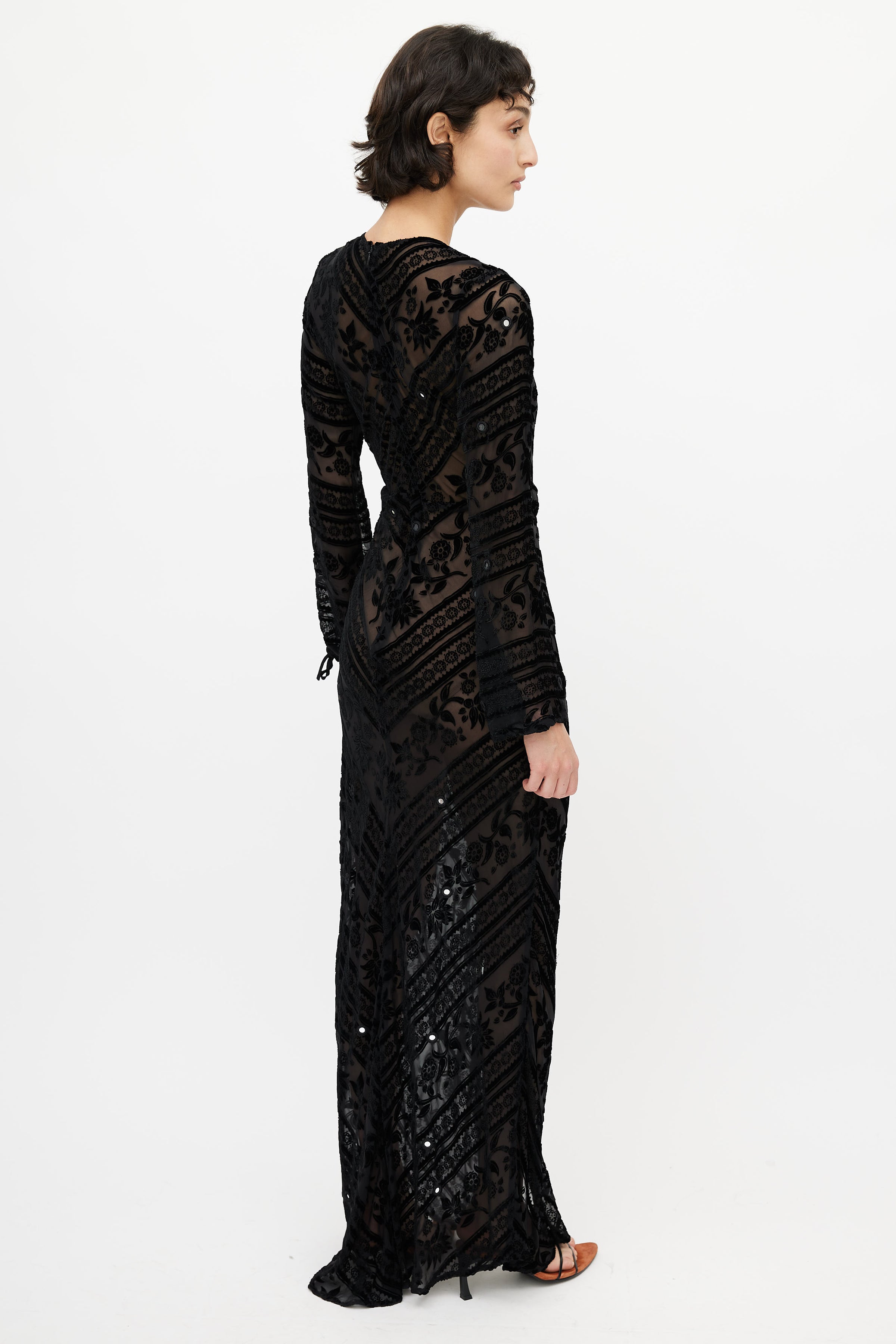 For Love & Lemons // Black Velvet Semi Sheer Dress – VSP Consignment