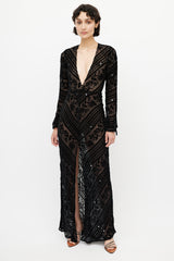 For Love & Lemons Black Velvet Semi Sheer Dress
