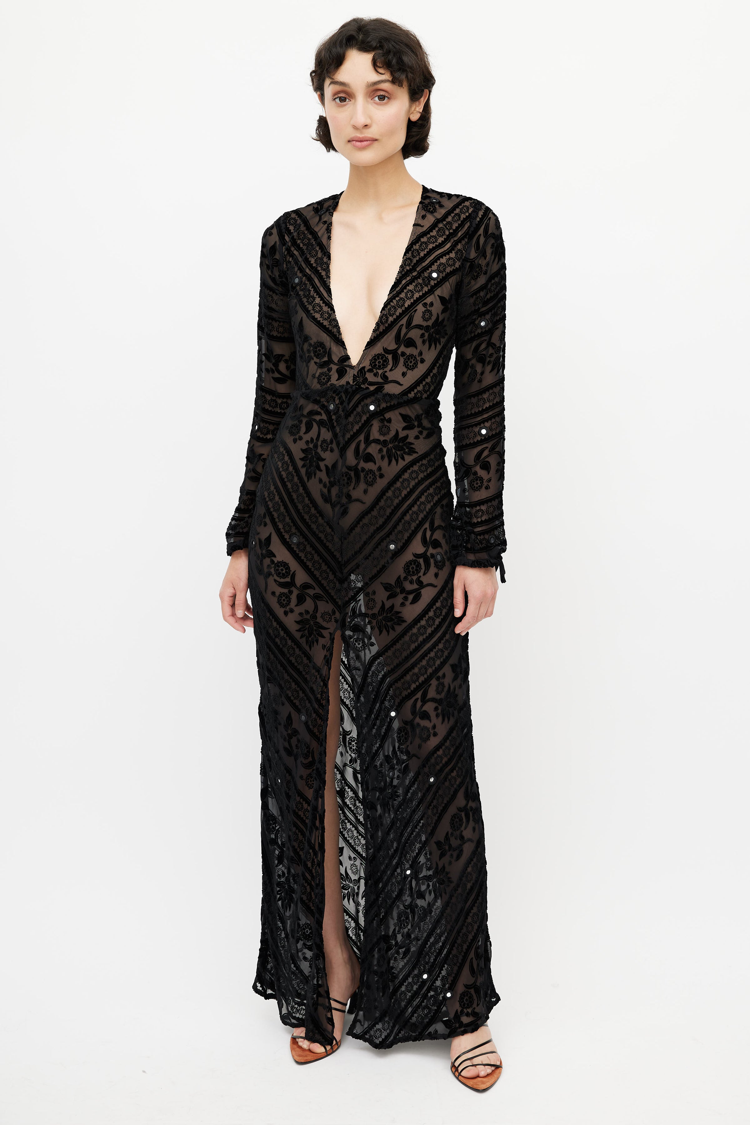 For Love & Lemons // Black Velvet Semi Sheer Dress VSP Consignment For Love & Lemons // Black Velvet Semi Sheer Dress VSP Consignment