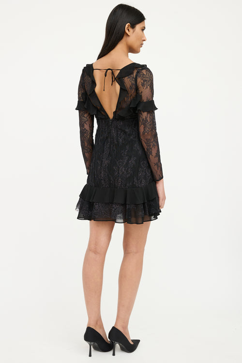 For Love & Lemons Black Lace Long Sleeve Dress