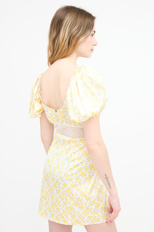 For Love & Lemons Satin Daffodil Mini Dress