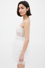 For Love & Lemons White Lace Ruffled Jules Mini Dress