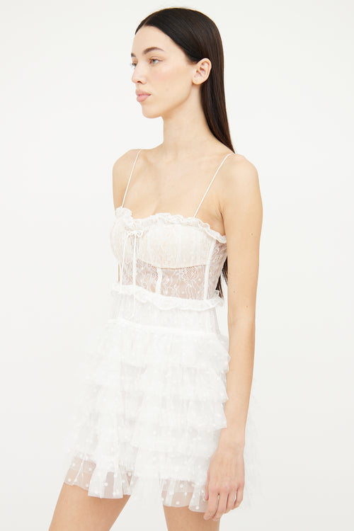 For Love & Lemons White Lace Mini Dress