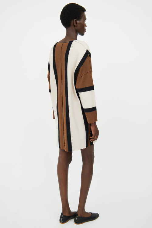 Forte Forte Brown & Beige Long Sleeve Wool Dress