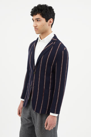 Fradi Navy & Multicolour Stripe Knit Blazer