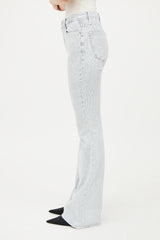 Frame Blue & White Stripe High Flare Jean