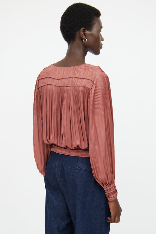 Frame Brown Pleated & Ruched Top