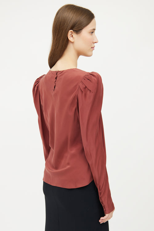 Frame Brown Puff Sleeve Blouse