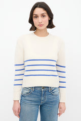 Frame Cream & Blue Cashmere Striped Sweater