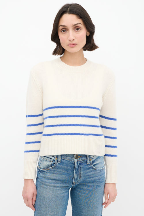 Frame Cream & Blue Cashmere Striped Sweater