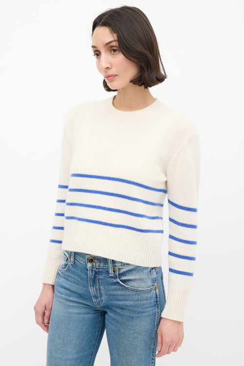 Frame Cream & Blue Cashmere Striped Sweater