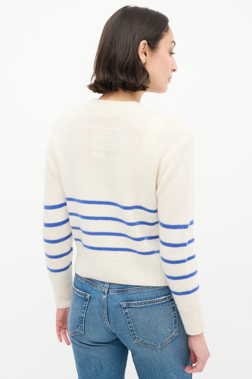 Frame Cream & Blue Cashmere Striped Sweater