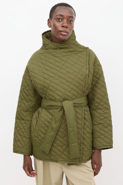 Frame Green Quilted Wrap Jacket