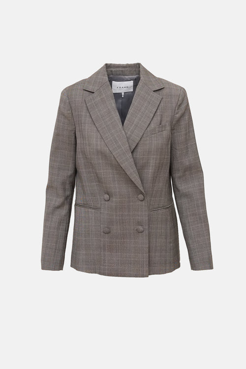Frame Wool Plaid Double Breasted Blazer