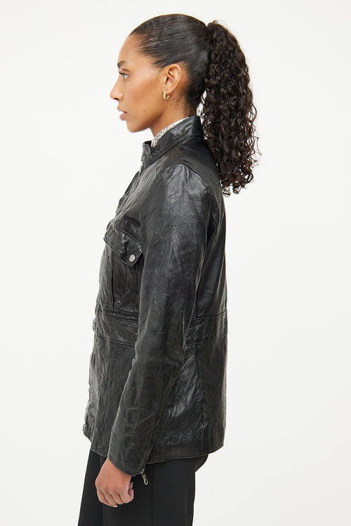 Frame Black Leather Panel Moto Jacket