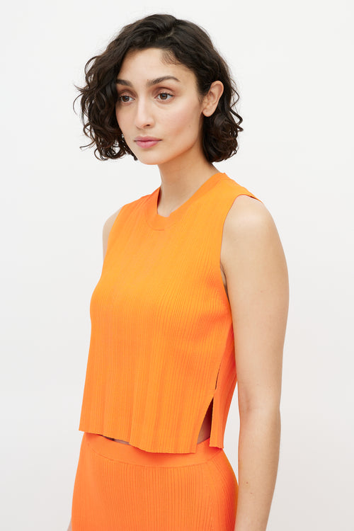 Frame Bright Orange Ribbed Knit Tank & Skirt Set