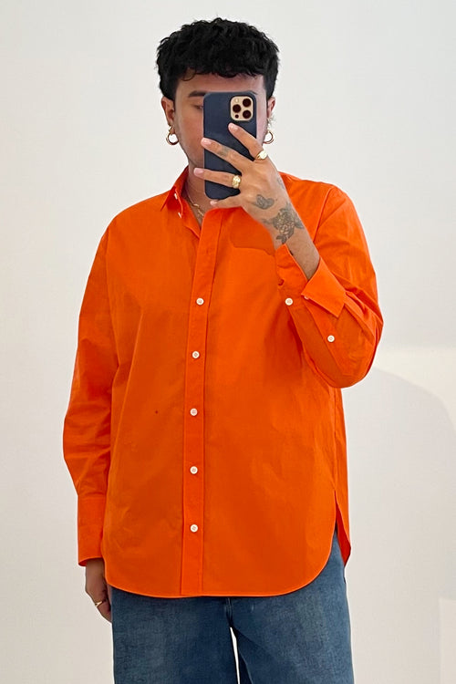 Frame Orange Cotton Button Up Shirt