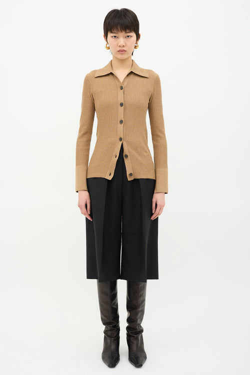 Frame Rib Knit Collared Shirt