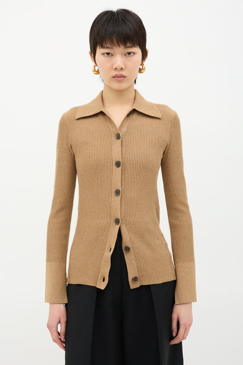 Frame Rib Knit Collared Shirt