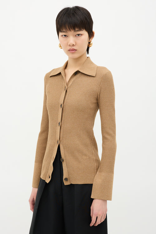 Frame Rib Knit Collared Shirt