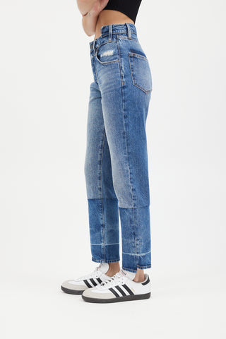 3x1 // Blue Distressed Wide Leg Denim Jeans – VSP Consignment