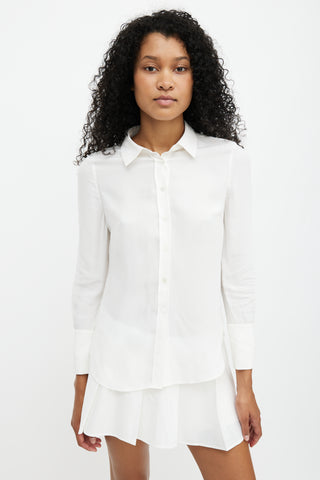 Frame White Silk Cuffed Shirt