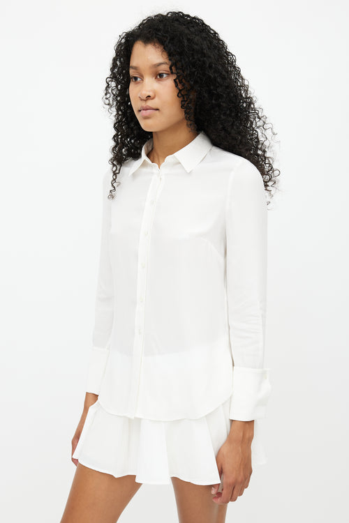 Frame White Silk Cuffed Shirt